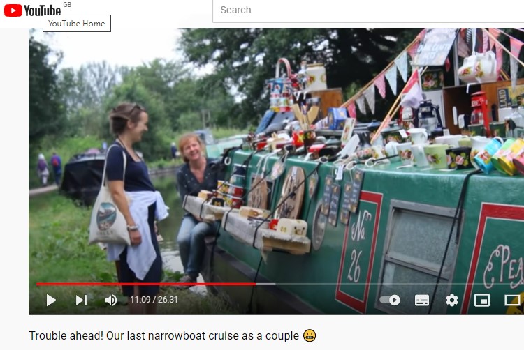 screen shot of me talking to Jo from holly the cafe boat vlog
