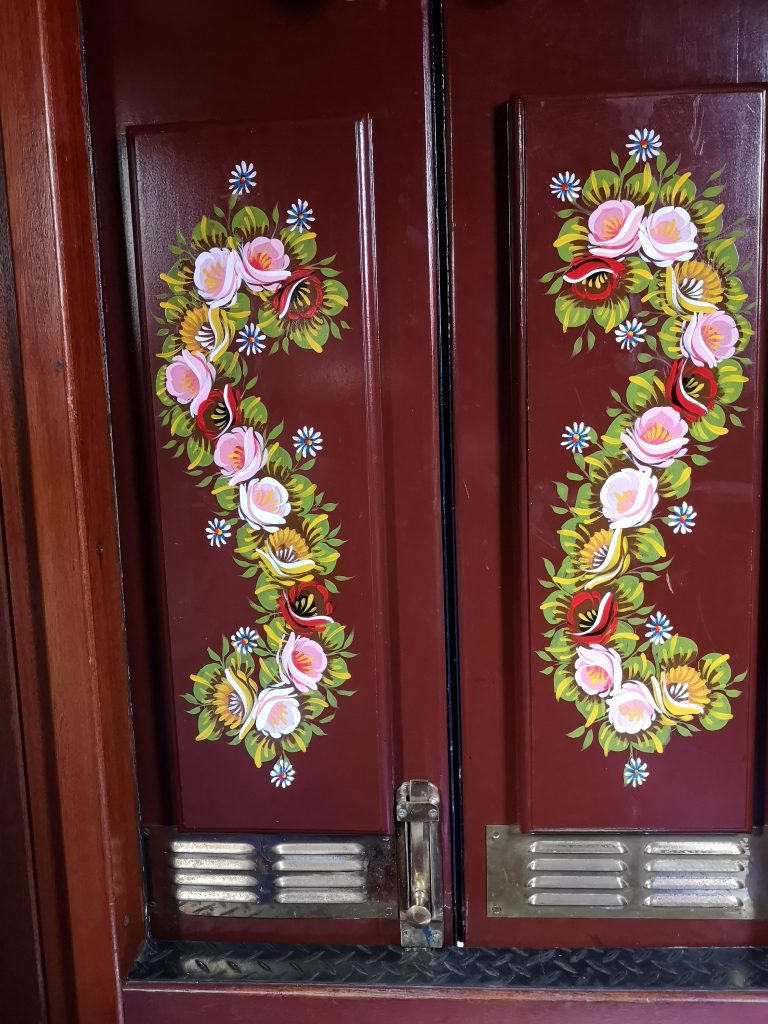 narrowboat interior handpainted doors canal art 